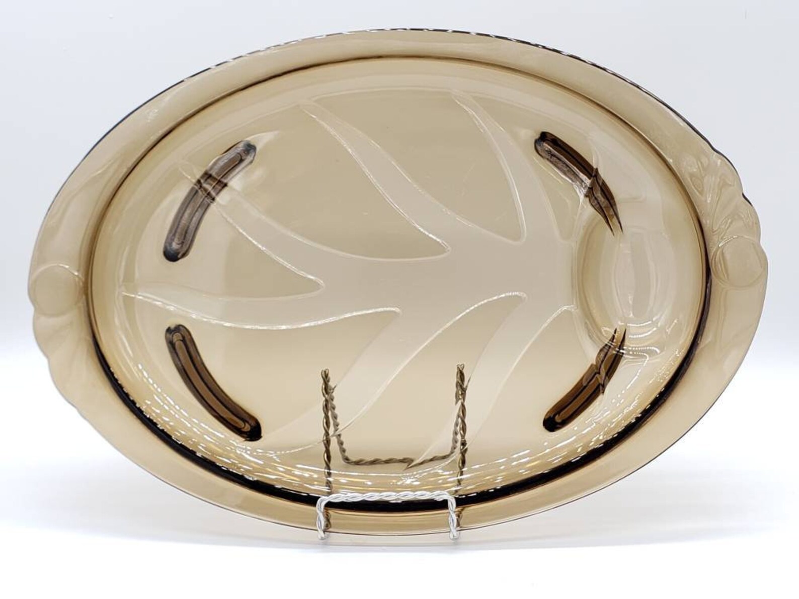 Vintage Pyrex Meat Carving Tray Tree of Life Smoked Glass Etsy