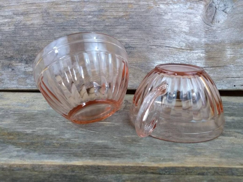 Aurora Pattern Hazel Atlas Depression Glass Pink Cups Shabby Chic Decor Set Of 2 Kitchen Dining Drink Barware Safarni Org