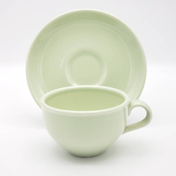 Mid Century, Tea Cup and Saucer, Lettuce Green, Iroquois China, Russel Wright, 1950s Casual China