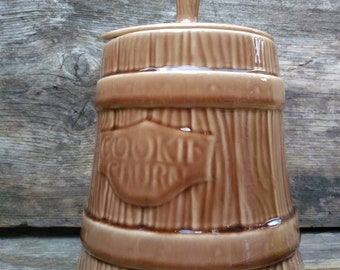 Country Decor, Cookie Jar, McCoy, Pottery, Cookie Churn, Kitchen Storage, Rustic Kitchen, Ceramic Cookie Jar, Kitchen Decor, Collectible