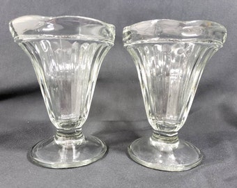 Vintage Sundae Glass, Soda Fountain Glass, Ice Cream Glass, Set of 2