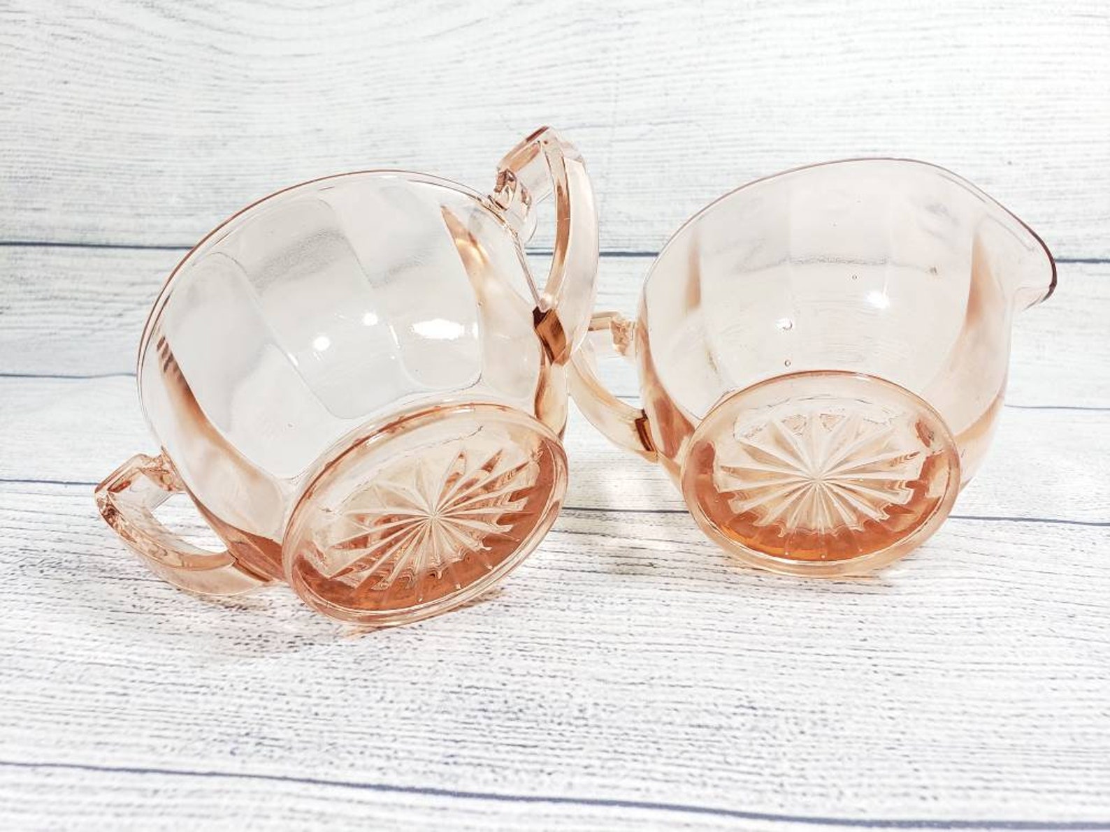 Vintage Pink Glass Sugar and Creamer Set Bartlett Collins Etsy