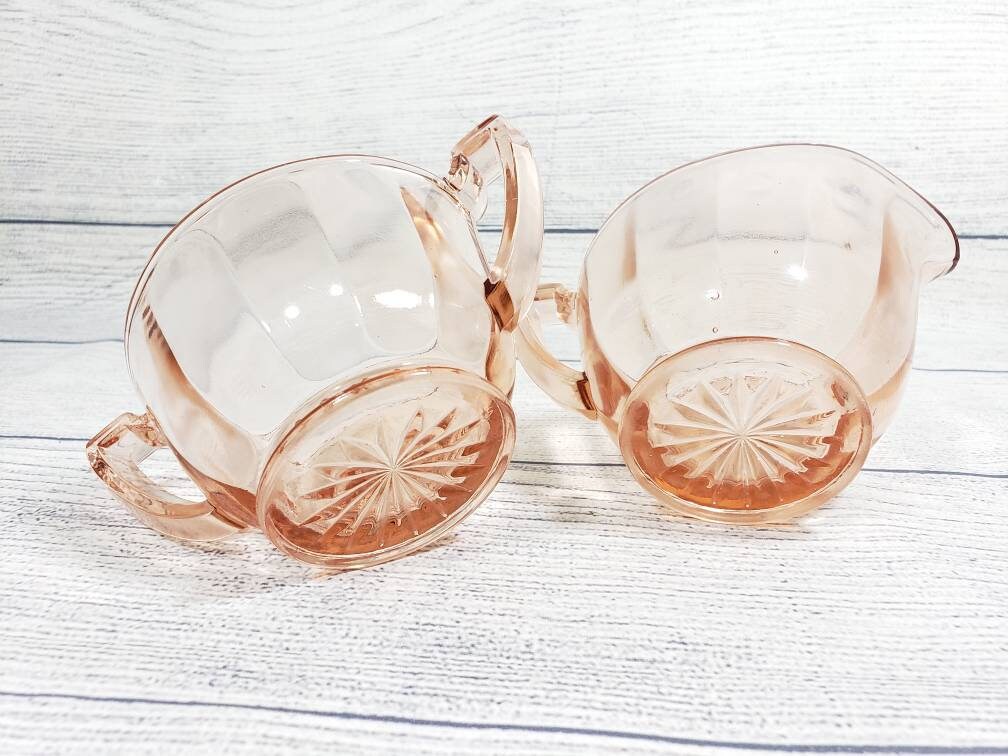 Vintage Pink Glass Sugar and Creamer Set Bartlett Collins Etsy