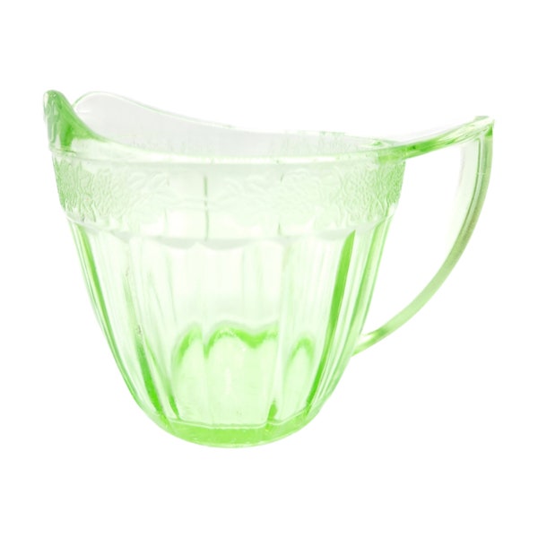 Beautiful Green Depression Glass Creamer - Adam Pattern Design - Stylish Addition to your Retro Kitchen Collection