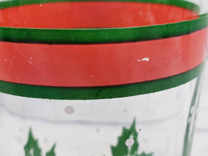 Vintage Christmas Glasses Holly Pattern by KIG Indonesia Set Etsy