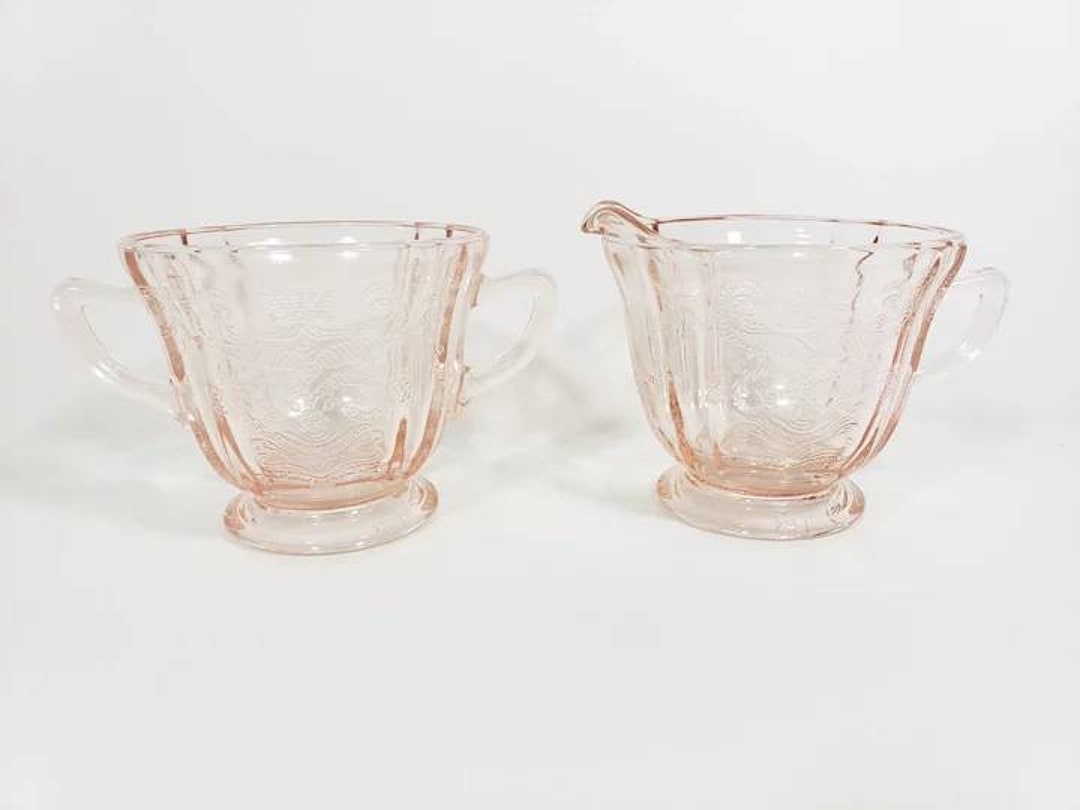 Pink Sugar and Creamer Set, Recollections Series, Madrid Pattern