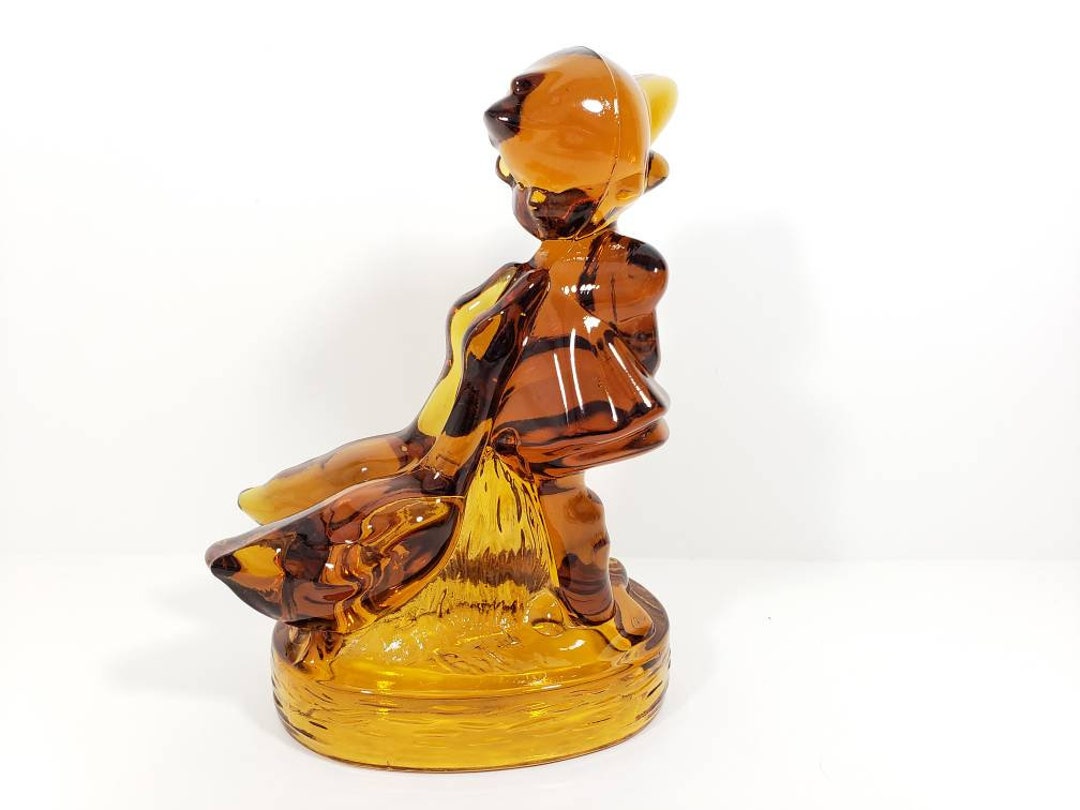 Amber Glass, Girl Figurine, LE Smith, Girl Feeding Geese - Etsy