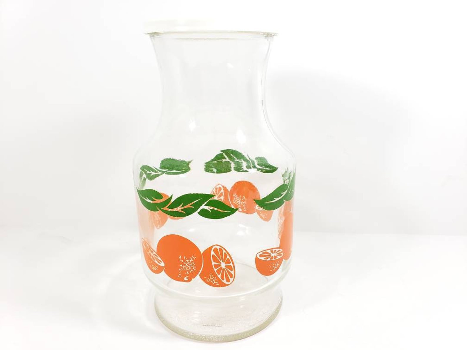 Vintage Glass Orange Juice Carafe with Lid OJ Bottle Retro Etsy