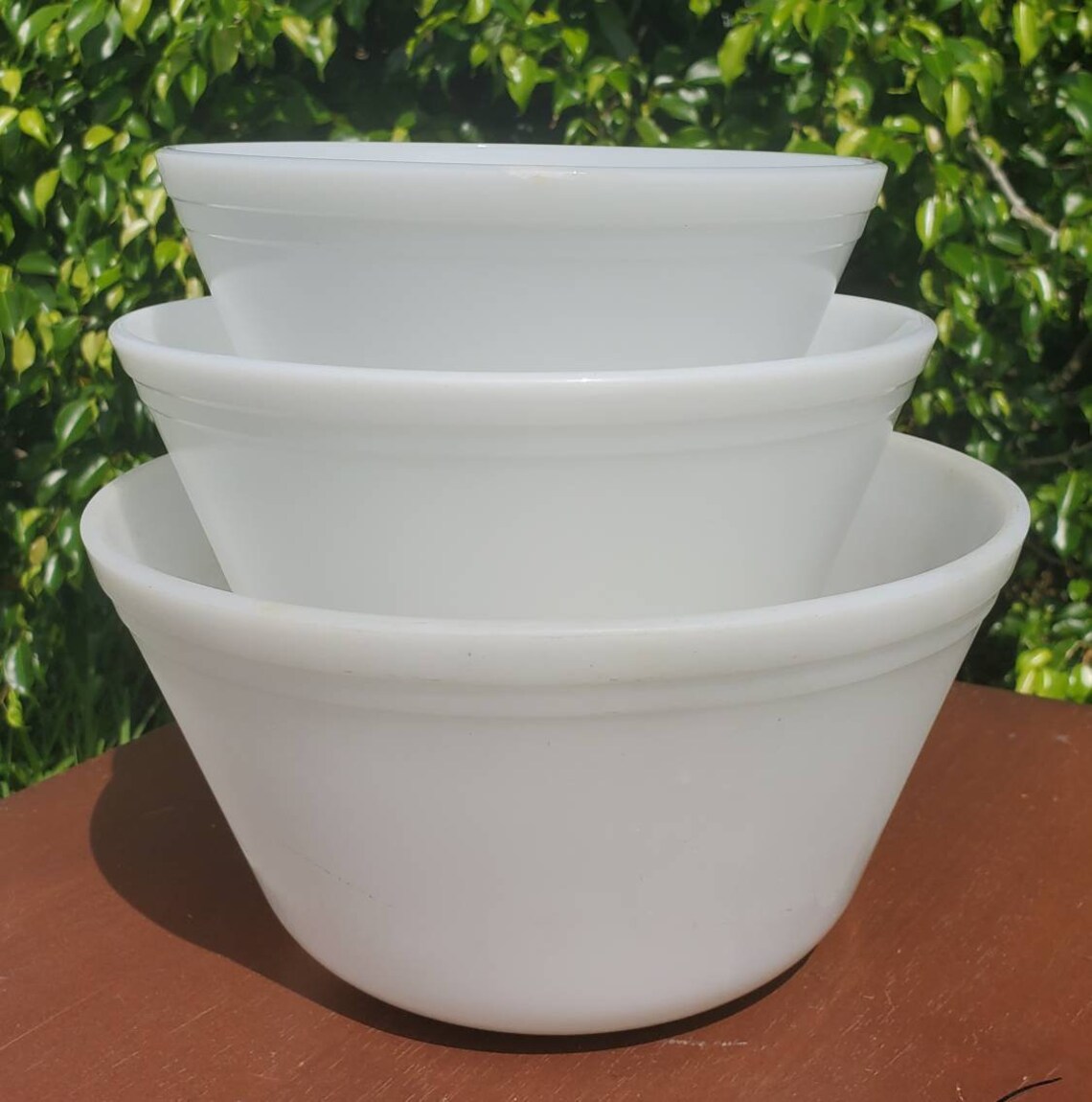 Federal White milk glass mixing bowls set of 3 9 Etsy