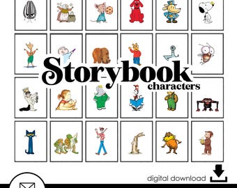 Storybook Charakter Poster Prints 8x10 Digitale Sofortiger Download Bibliothek Buch Dekor Wand Kunst druckbare Klassenzimmer Party