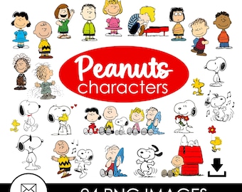 Imágenes prediseñadas de Peanuts, personajes de Snoopy y amigos, descarga instantánea de imágenes prediseñadas digitales.
