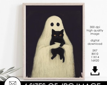 Ghost Digital Vintage Print Halloween Decor Wall Art Image Home Decoration Instant Download 5x7 8x10 11x14 16x20