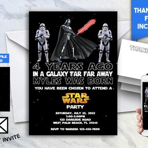 Star Wars Birthday Invite Digital Personalized Invitation Any Age The Darkside #448.0