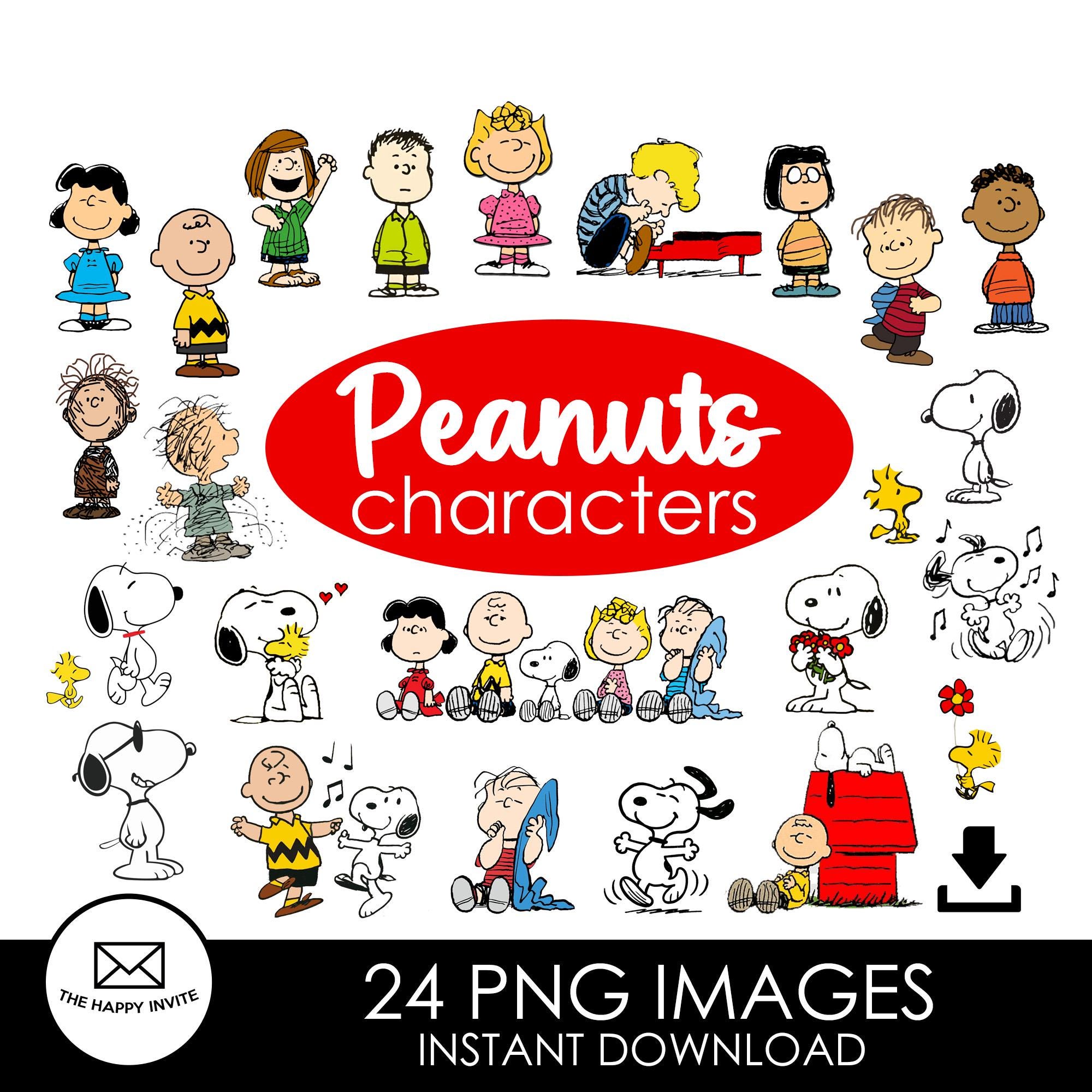 Peanuts Clipart Characters Snoopy Friends Instant Download Digital Clip ...