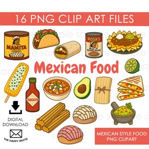 Mexican Food Clipart PNG Images Clip Art Digital Instant Download Graphics Pan Dulce Nacho Burritos
