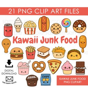 Kawaii Junk Food PNG Clipart Digital Download Instant Download Clip Art Images Graphics Cute Foods