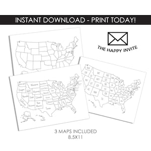 USA Karte druckbare digitale 11 x 8,5 Klassenzimmer Karten Kinder lernen Homeschool Schooling Beschriftet Abgekürzte Leerzeichen