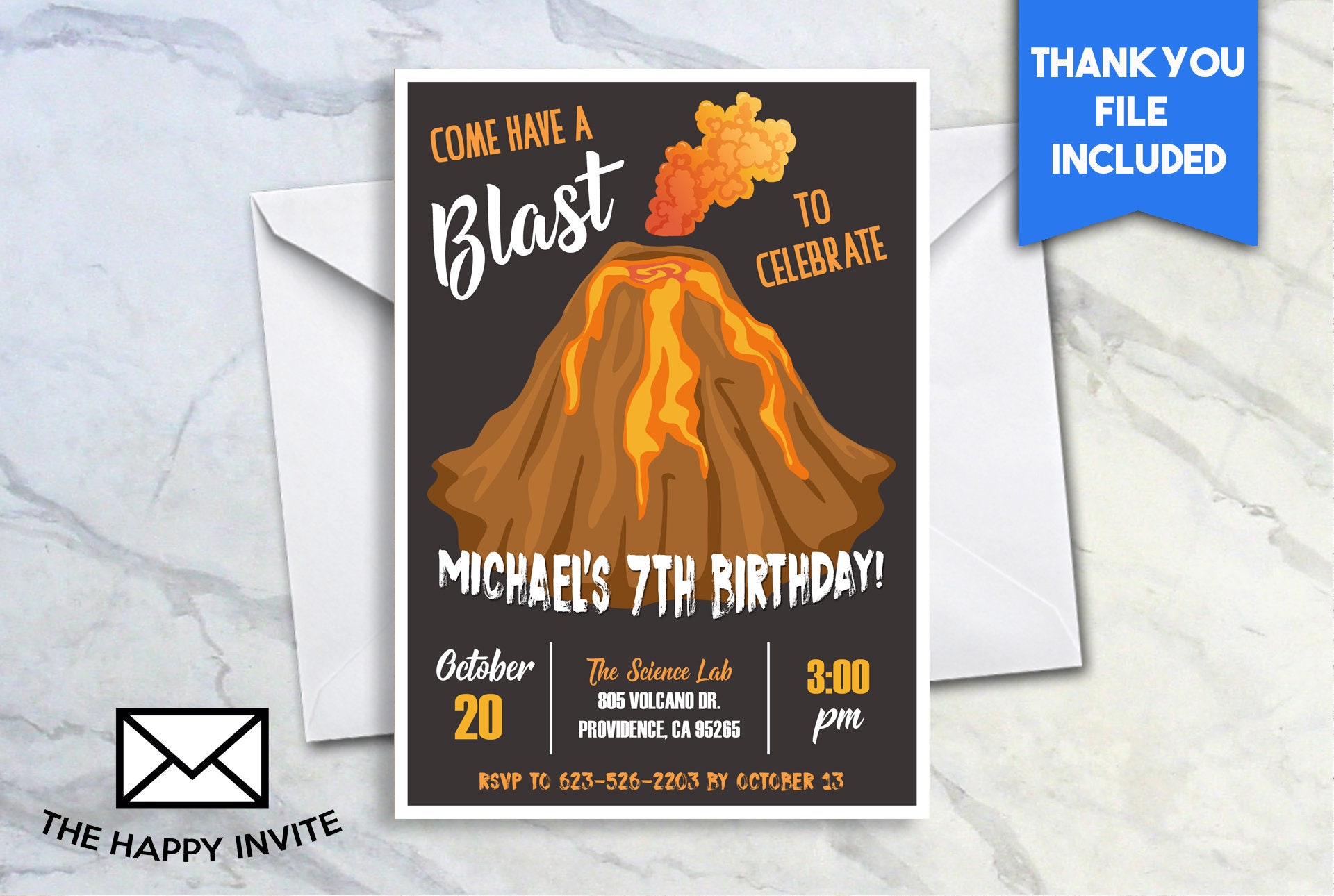Volcano Birthday Invite Invites 5x7 Personalized Digital Have Etsy
