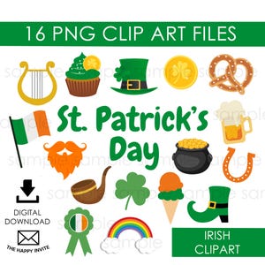 St. Patrick&#39;s Day Clipart PNG Digital Instant Download Irish Ireland Clip Art Graphics Art Patty&#39;s Day