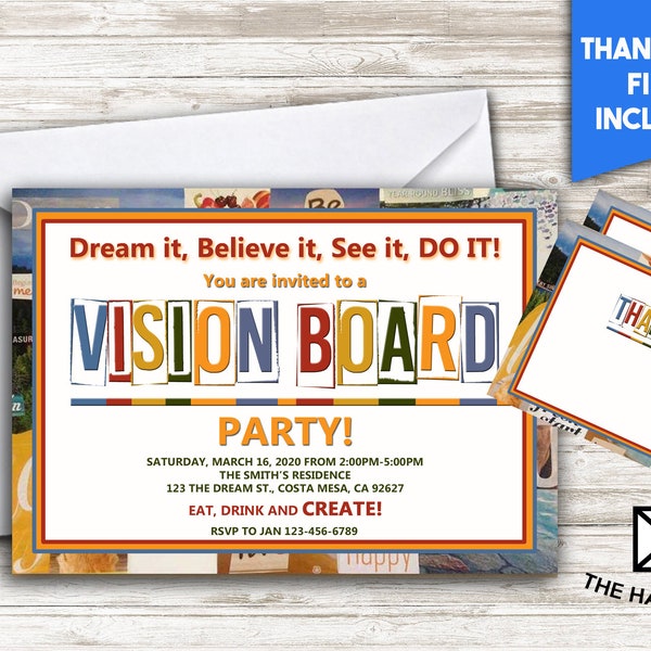 Vision Board Party 7x5 Digital Personalized File New Years Party Business Planning Goal Setting Corporate Event Birthday Party #412.0