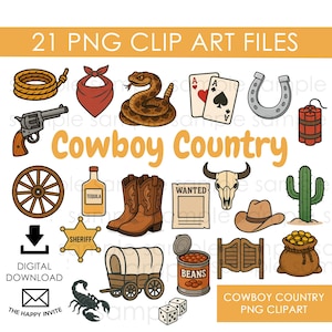 Cowboy Clipart PNG Bilder Digitale Sofort Download Land Clip Art Grafiken