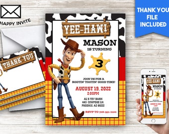 Cowboy Woody Birthday Invite 5x7 Digital Personalized Invitation Toy Story #445.0