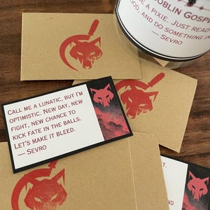 Sevro Affirmations Envelopes, 30 motivating Phrases,  Howler, Red Rising Series Pierce Brown, Book Gift, Dystopian Science Fiction, Darrow