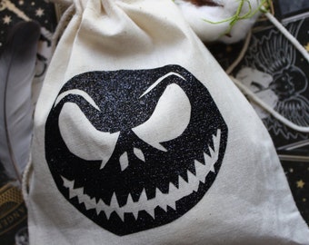 candy pouch favor bag gift bag 10 3x5 party bag 4x6 or 5x7 Halloween Skeleton Black Crow muslin cotton drawstring bags pouches