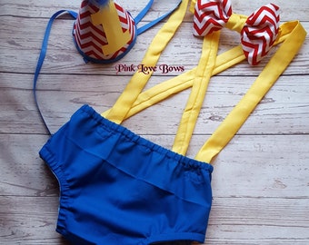 Baby Boy smash cake birthday outfit 1st birthday Circus outfit, carnival birthday set cake smash suspenders first birthday hat
