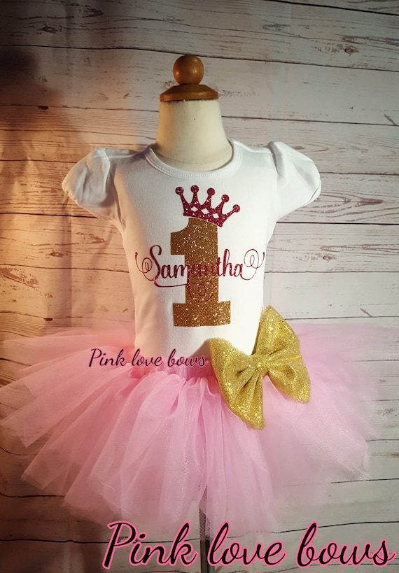 Pink and gold first shop birthday tutu