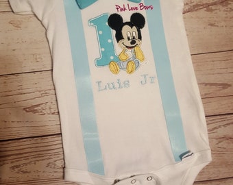 baby mouse first birthday shirt baby blue birthday shirt embroidery oneise shirt first birthday baby mickey boy oneise