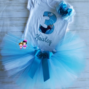 elsa, geburtstag outfit, 3rd geburtstag baby mädchen outfit 3er geburtstag, weiß aqua blau Bild 1