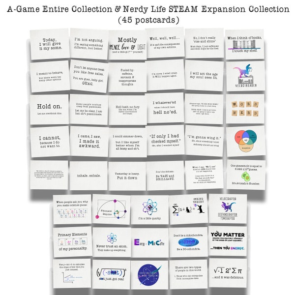 My A-Game is Adequate Relatably Sarcastic and Nerdy Life STEAM Edition Whimsical Science Puns Postcard Bundle Collections