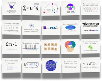 Nerdy Life STEAM Edition 20-Card Expansion Pack Postcard Collection of Whimsical and Relatably Sarcastic Science Puns