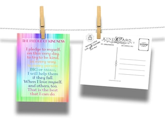 The Pledge of Kindness To Help Others Rainbow Postcard 20-Card Pack Student and Teacher Kind Card