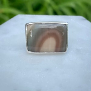 Polychrome jasper sterling silver pin. Rainbow hat pin.