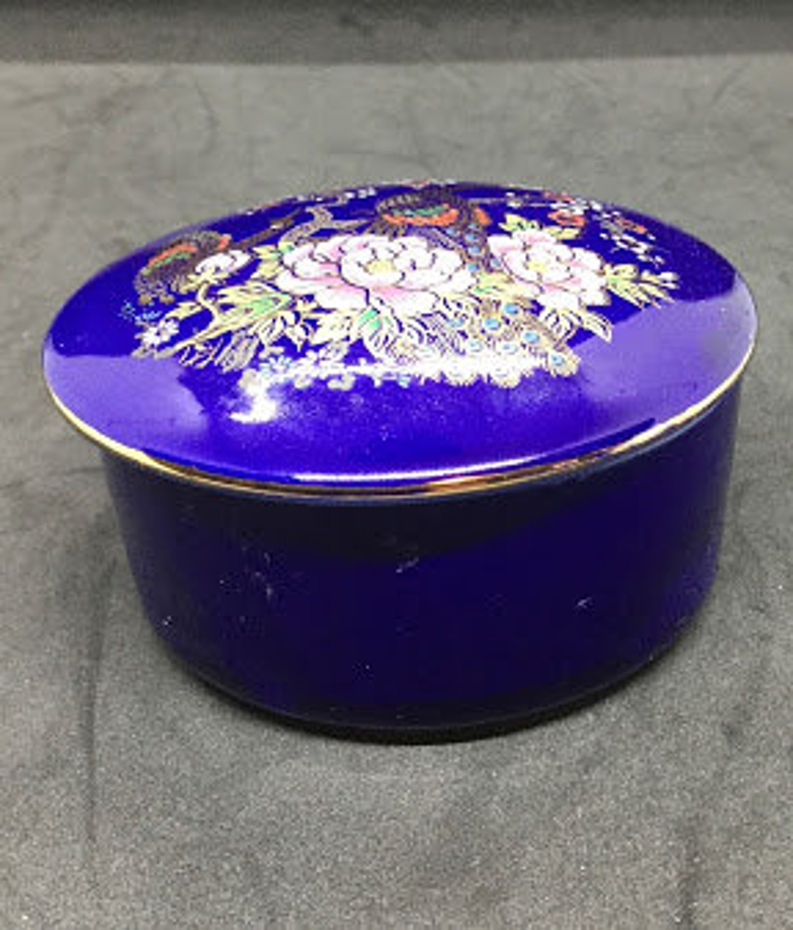 Cobalt Blue Porcelain Trinket Box Etsy