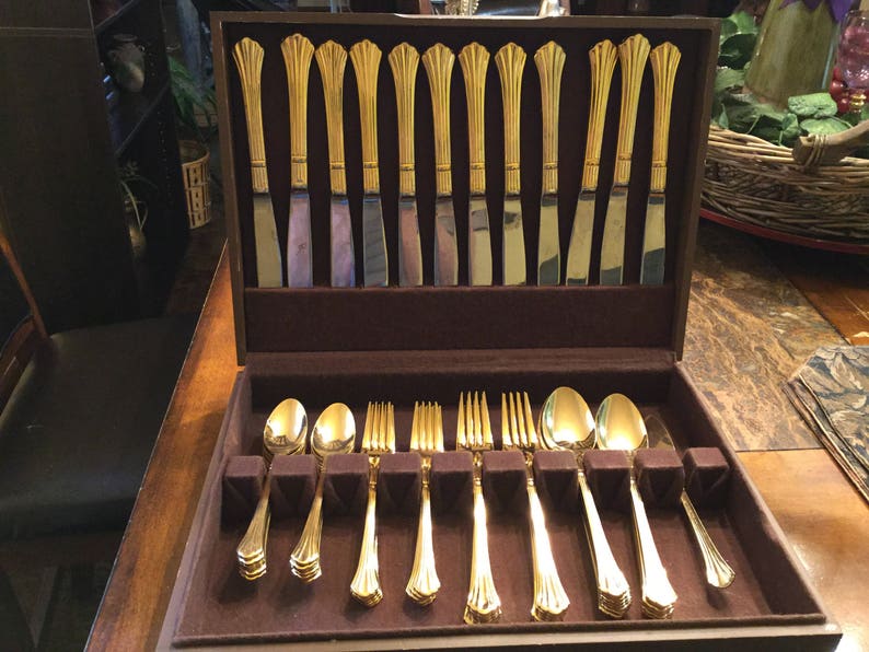 Retronue Korea gold flatware Etsy