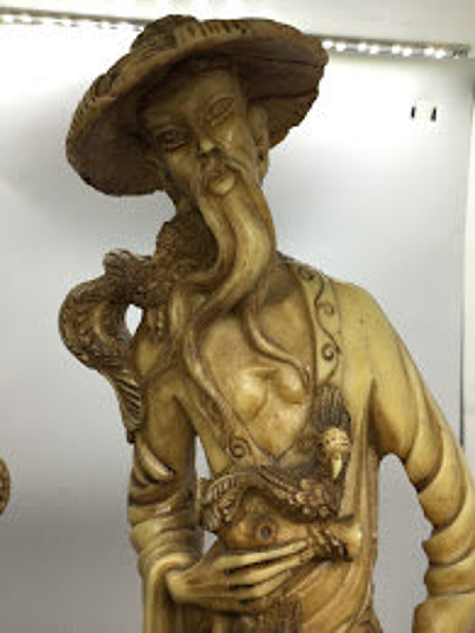 Chinese Male and Female Figurine Couple Holding Peacocks, Tall Asian