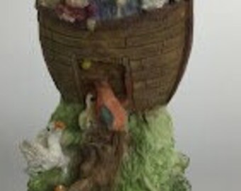 Noah's Ark Animals Spiral Tower Ceramic Sculpture Statue