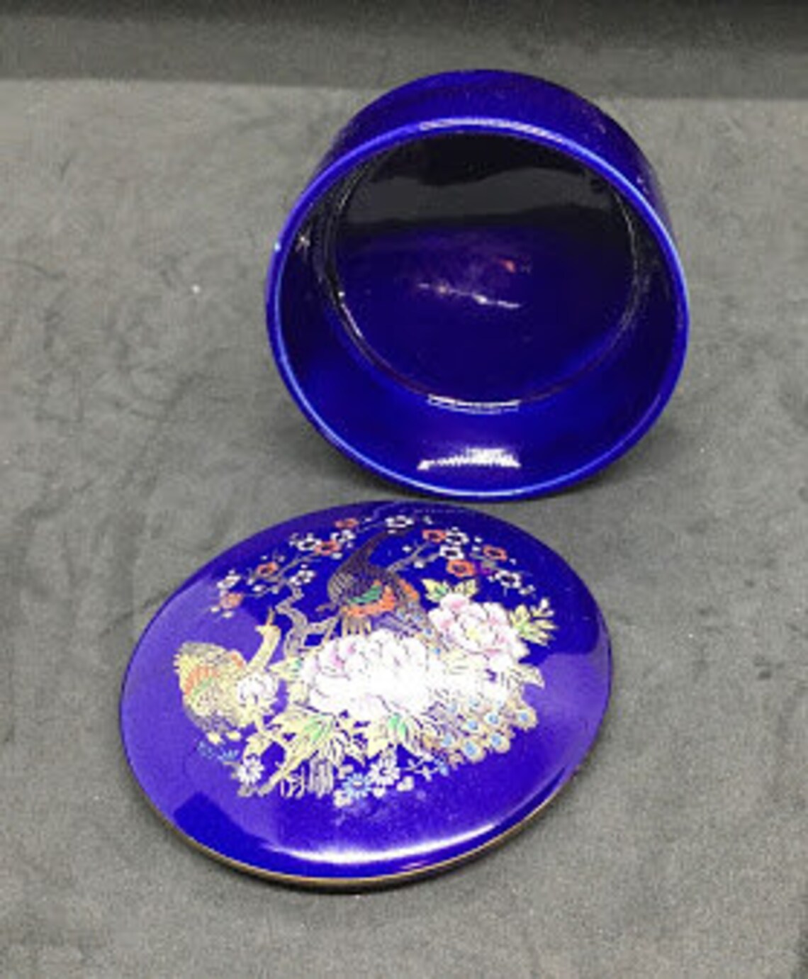 Cobalt Blue Porcelain Trinket Box Etsy