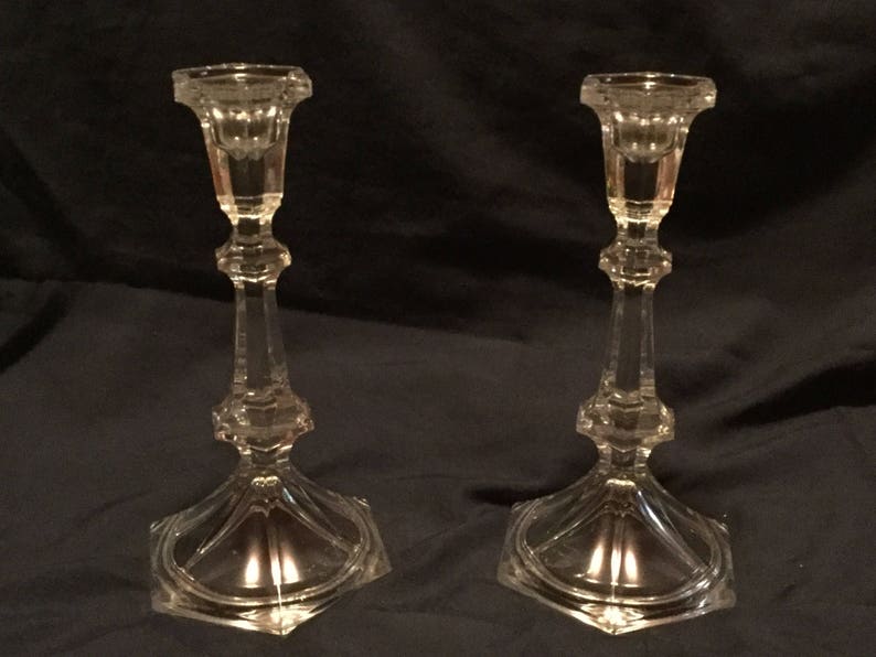 Two 24 Lead Crystal Candlestick Holders Etsy