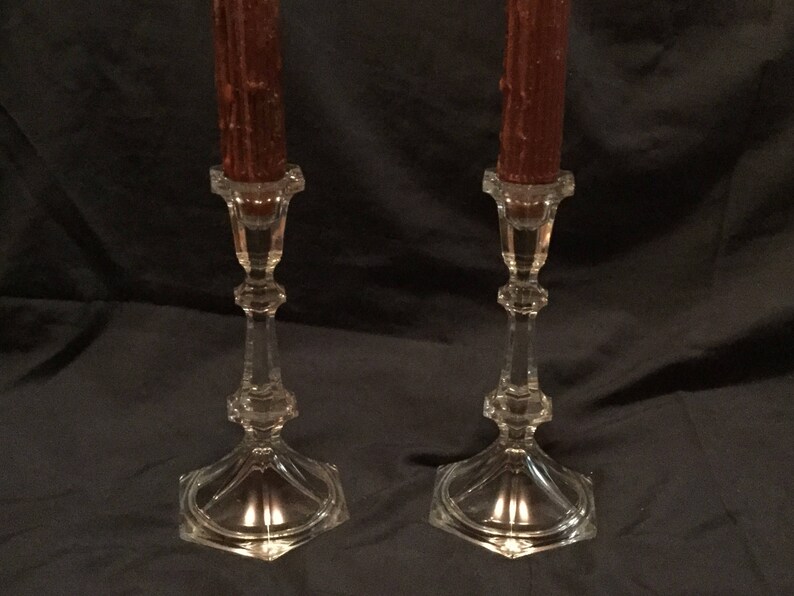 Two 24 Lead Crystal Candlestick Holders Etsy