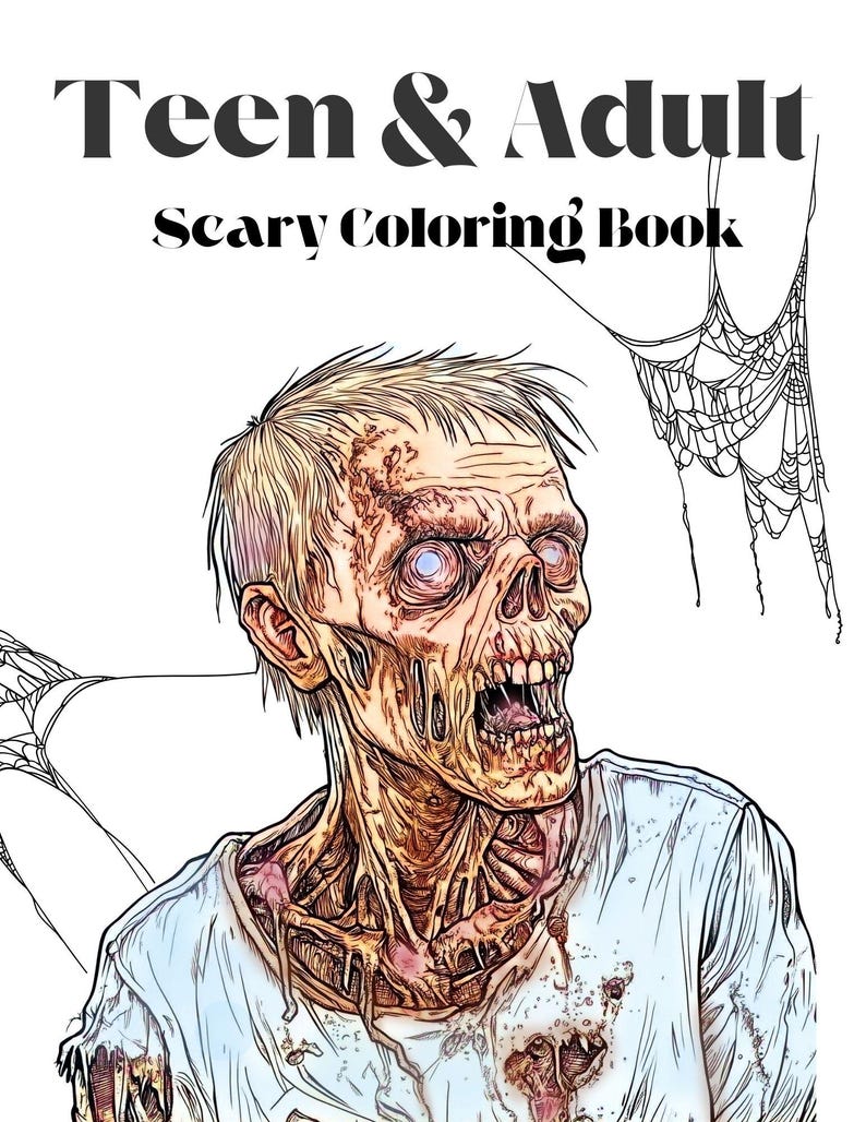 Scary Halloween Coloring Page Horror-theme Coloring Creepy Halloween ...