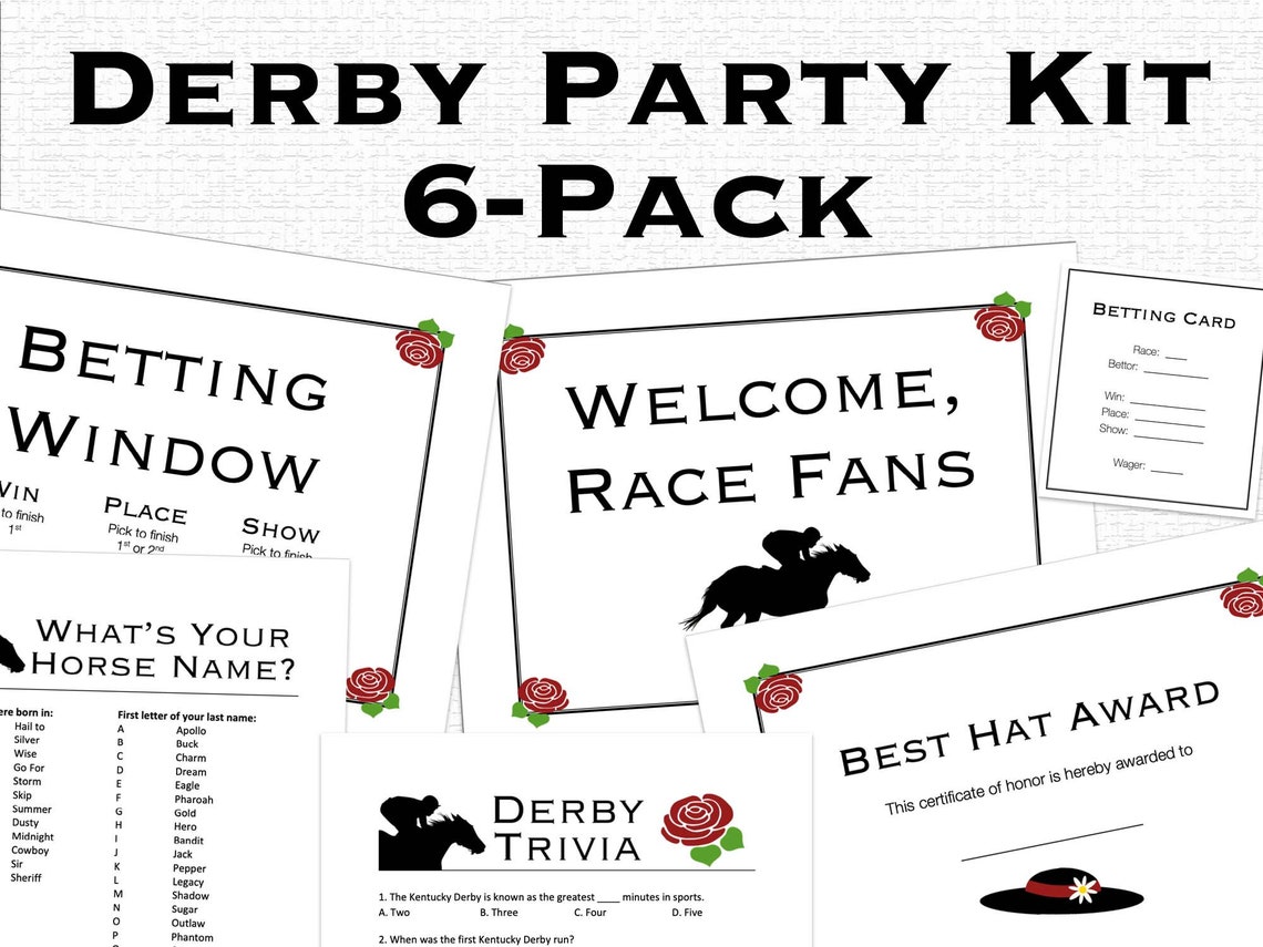 Kentucky Derby Party Kit Game Printable Trivia Horse Name Etsy