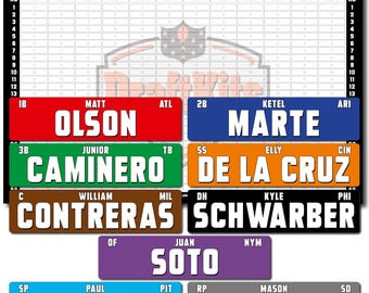 Fantasy Baseball Draft Board Kit - 2026 - NL ONLY Player Pool - 12 team/26 round