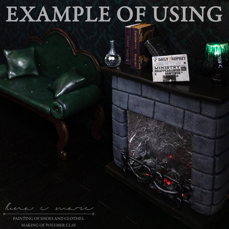 dollhouse mini fireplace Dolls fireplace LED coals. LED FIREPLACE 1:12 miniature for dollhouses furnace for dollhouse stove for dolls