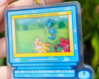 Neopets Fan Art Acrylic Shaker Charm Keychain | Virtual Pet Keychain | Nostalgic Kidcore Accessory | Cute Gamer Gift [PRE-ORDER]