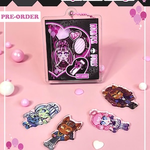 Monster Dolls Shaker Charm Keychain – Fan Made – Cute Spooky Accessory – Monster Kidcore Gift