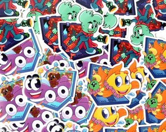 Pegatinas transparentes de 2,5 pulgadas con diseños de fans de videojuegos clásicos